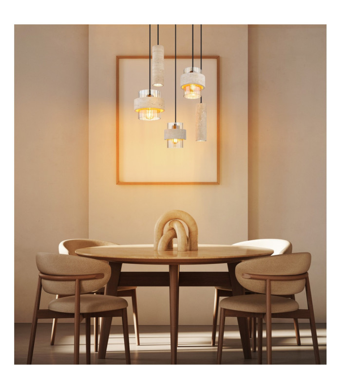 Daren Cluster Pendant Ceiling Light Matt Black Amber Glass Shades 2x GU10 3x E27-2
