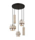 Daren Cluster Pendant Ceiling Light Matt Black Amber Glass Shades 2x GU10 3x E27-3