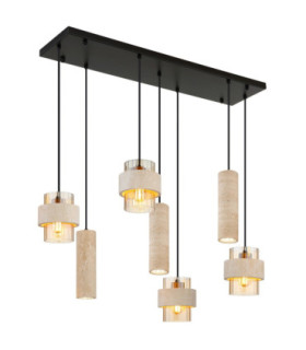 Daren Cluster Pendant Ceiling Light Matt Black Amber Glass Shades 3x GU10 4x E27-1