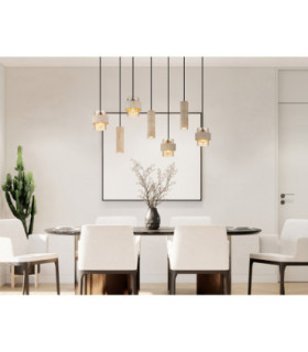 Daren Cluster Pendant Ceiling Light Matt Black Amber Glass Shades 3x GU10 4x E27-2