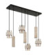 Daren Cluster Pendant Ceiling Light Matt Black Amber Glass Shades 3x GU10 4x E27-3