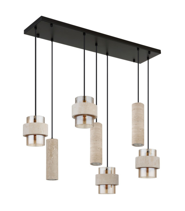 Daren Cluster Pendant Ceiling Light Matt Black Amber Glass Shades 3x GU10 4x E27-3