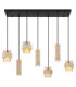 Daren Cluster Pendant Ceiling Light Matt Black Amber Glass Shades 3x GU10 4x E27-4