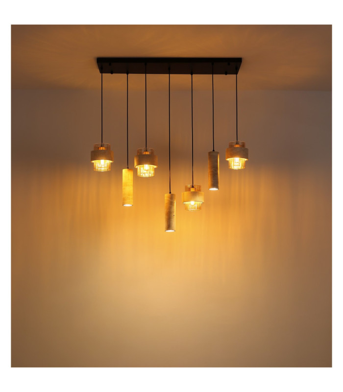 Daren Cluster Pendant Ceiling Light Matt Black Amber Glass Shades 3x GU10 4x E27-5