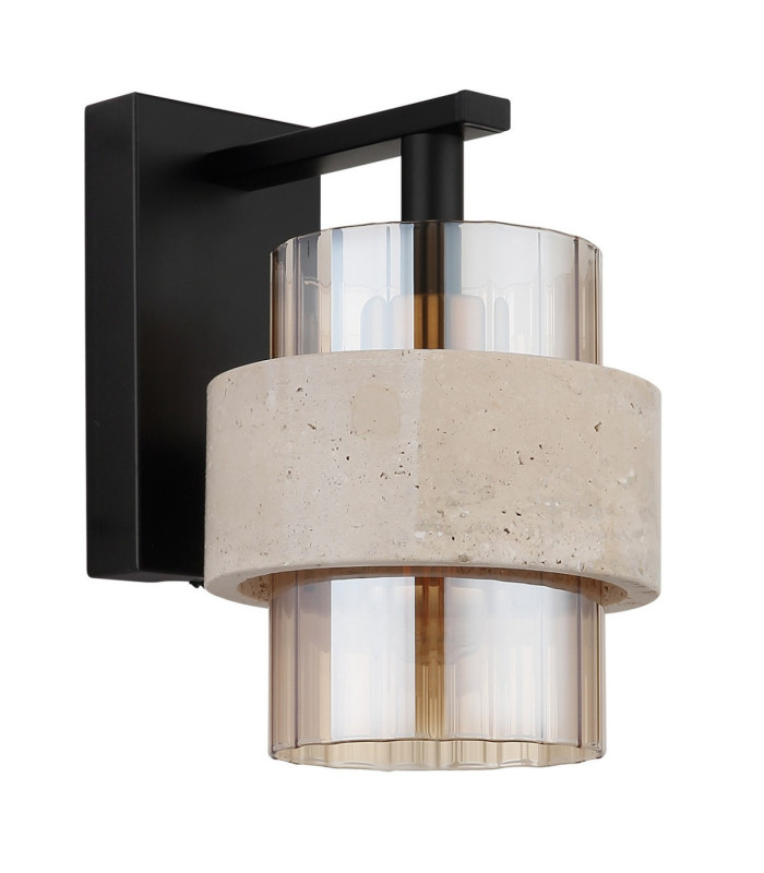 Daren Wall Lamp Matt Black Amber Glass Shade E27-3