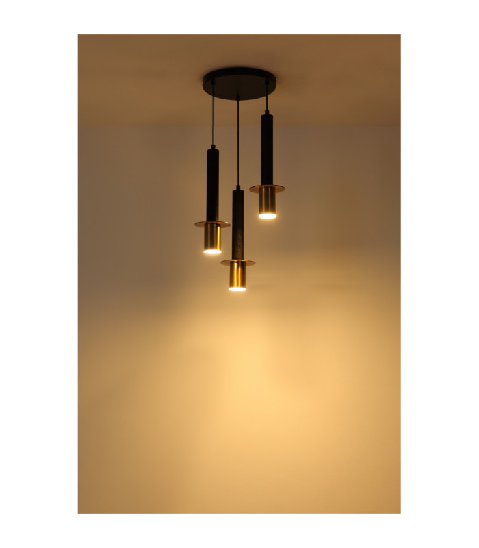 Shanna Cluster Pendant Ceiling Light Matt Black Brass 3x GU10 LED-4