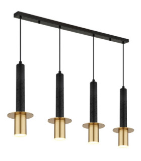 Shanna Bar Pendant Ceiling Light Matt Black Brass 4x GU10 LED-1