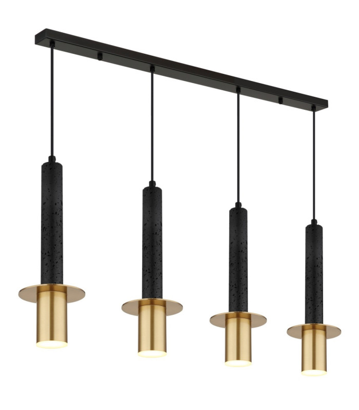 Shanna Bar Pendant Ceiling Light Matt Black Brass 4x GU10 LED-1