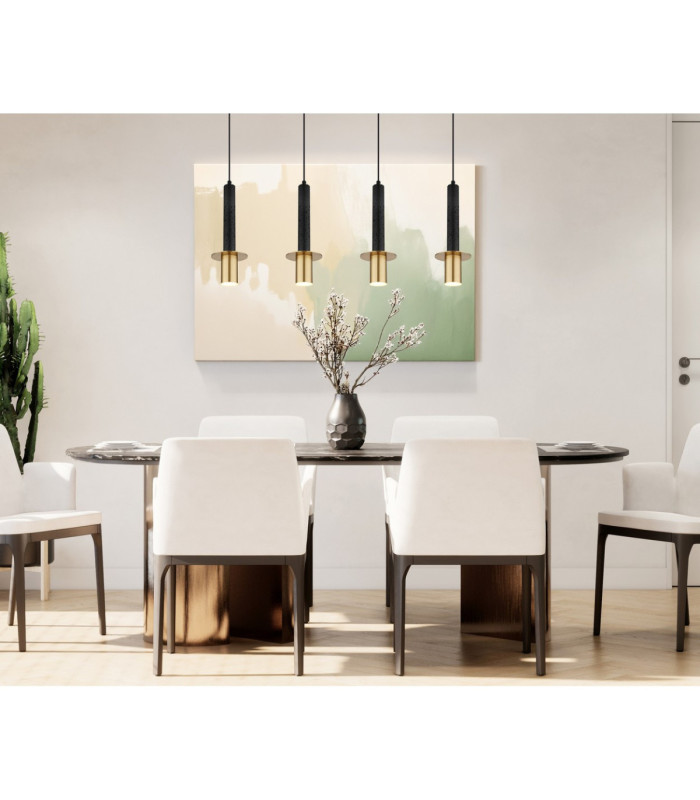 Shanna Bar Pendant Ceiling Light Matt Black Brass 4x GU10 LED-2
