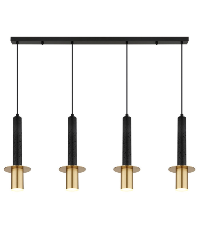 Shanna Bar Pendant Ceiling Light Matt Black Brass 4x GU10 LED-4