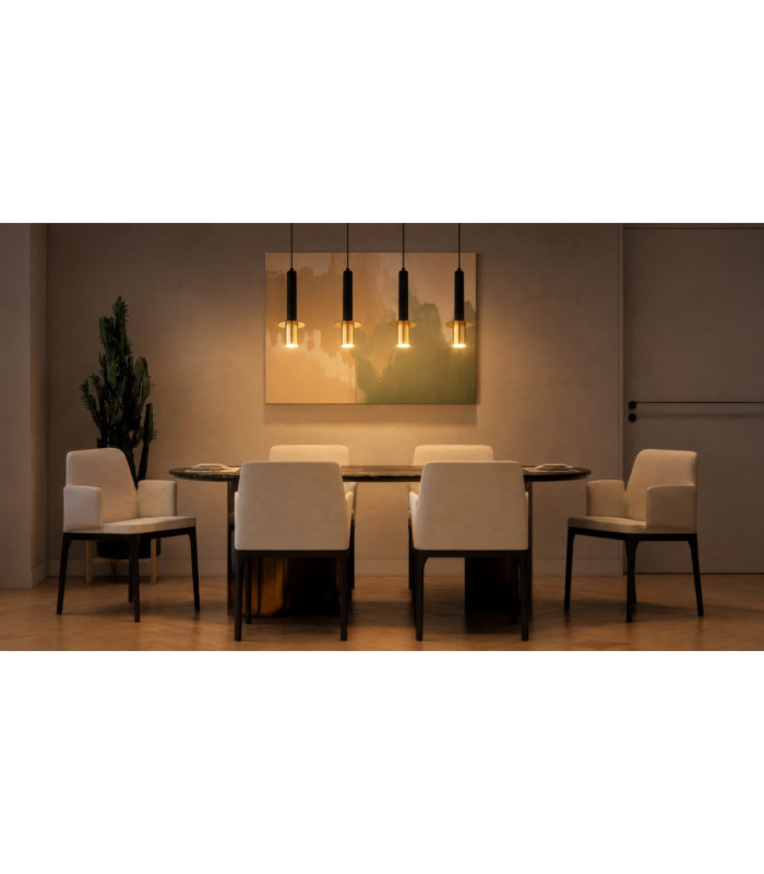 Shanna Bar Pendant Ceiling Light Matt Black Brass 4x GU10 LED-6