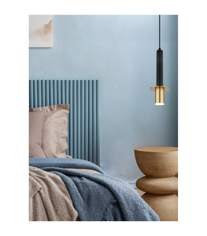 Shanna Slim Pendant Ceiling Light Matt Black Brass GU10 LED-2
