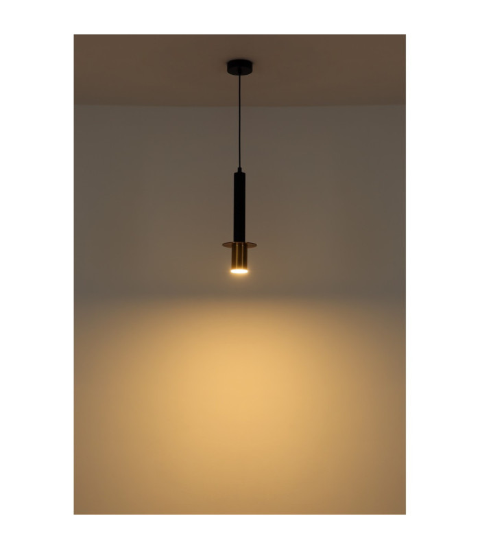 Shanna Slim Pendant Ceiling Light Matt Black Brass GU10 LED-5