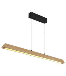 Melba Bar Pendant Ceiling Light Matt Black Wood Affect LED 3000/4000/6000K-1