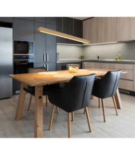 Melba Bar Pendant Ceiling Light Matt Black Wood Affect LED 3000/4000/6000K-2