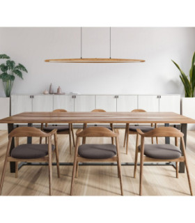 Stephens Bar Pendant Ceiling Light Matt Black Wood Affect LED 3000/4000/6000K-2