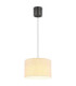 Thea Cylindrical Pendant Ceiling Light Matt Gunmetal Linen Cream Shade LED 3000K-1