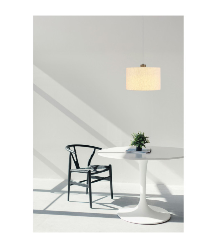 Thea Cylindrical Pendant Ceiling Light Matt Gunmetal Linen Cream Shade LED 3000K-2