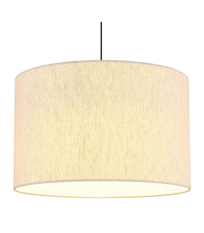 Thea Cylindrical Pendant Ceiling Light Matt Gunmetal Linen Cream Shade LED 3000K-4