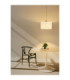 Thea Cylindrical Pendant Ceiling Light Matt Gunmetal Linen Cream Shade LED 3000K-7