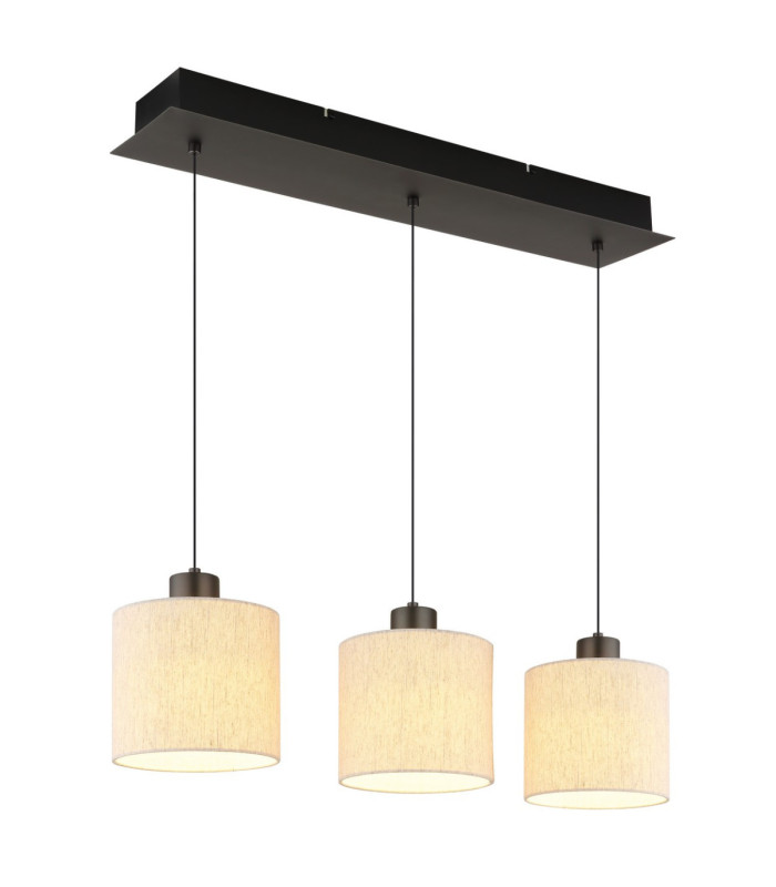 Thea Bar Pendant Ceiling Light Matt Gunmetal Linen Cream Shade LED 3000K-1