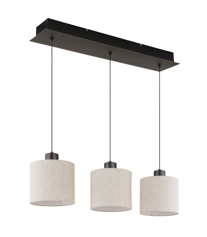 Thea Bar Pendant Ceiling Light Matt Gunmetal Linen Cream Shade LED 3000K-3