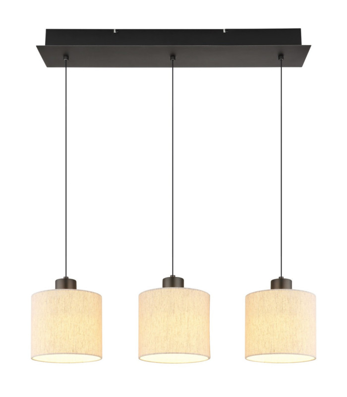Thea Bar Pendant Ceiling Light Matt Gunmetal Linen Cream Shade LED 3000K-4