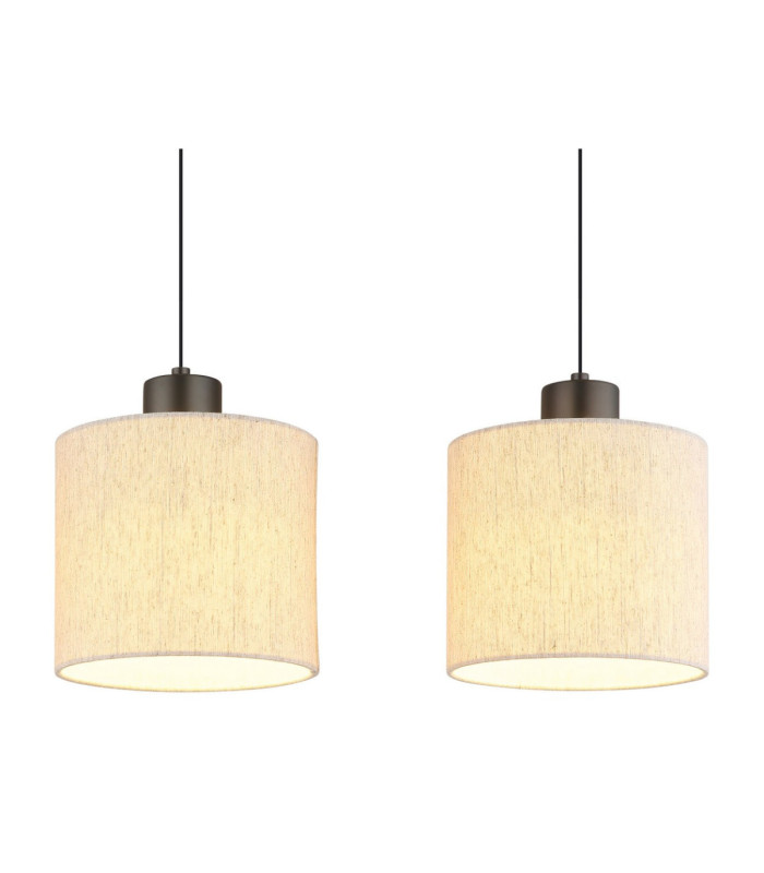 Thea Bar Pendant Ceiling Light Matt Gunmetal Linen Cream Shade LED 3000K-5