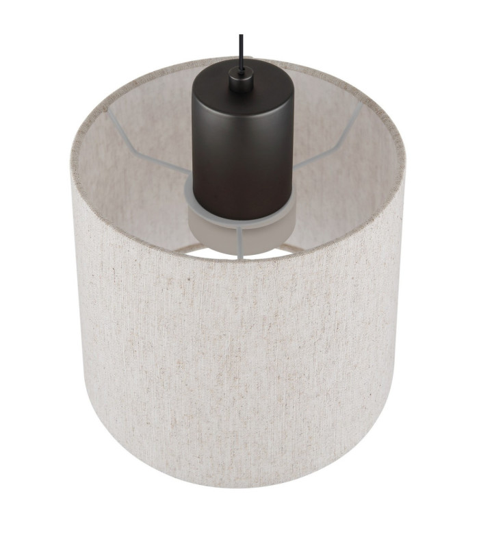 Thea Bar Pendant Ceiling Light Matt Gunmetal Linen Cream Shade LED 3000K-6