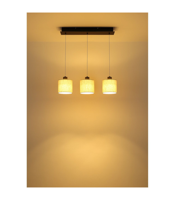 Thea Bar Pendant Ceiling Light Matt Gunmetal Linen Cream Shade LED 3000K-7
