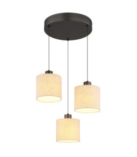 Thea Cluster Pendant Ceiling Light Matt Gunmetal Linen Cream Shade LED 3000K-1