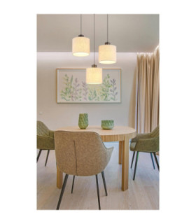 Thea Cluster Pendant Ceiling Light Matt Gunmetal Linen Cream Shade LED 3000K-2