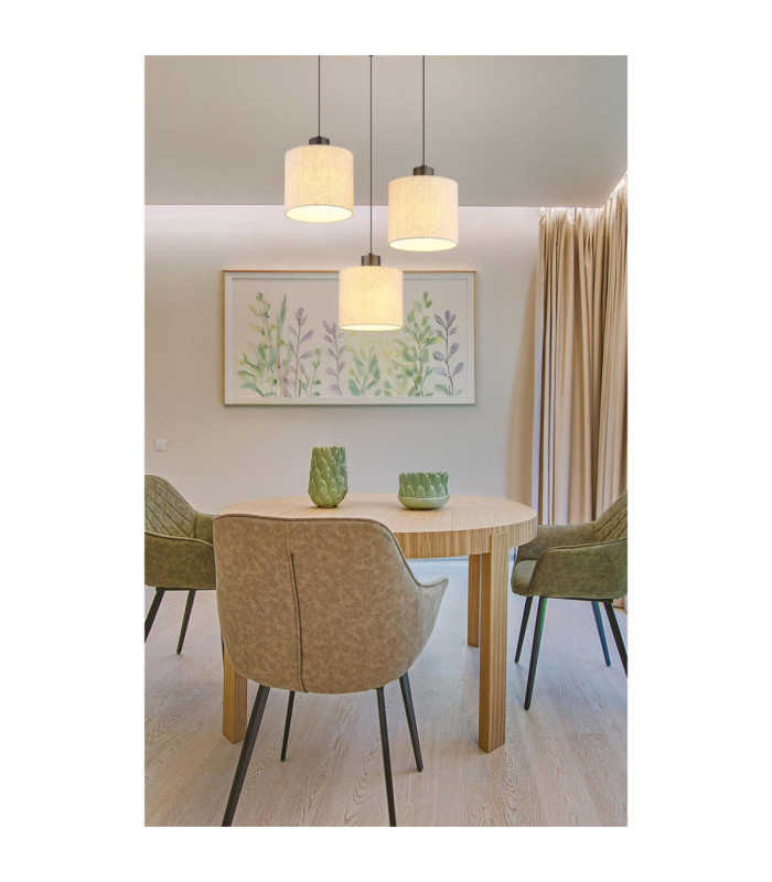 Thea Cluster Pendant Ceiling Light Matt Gunmetal Linen Cream Shade LED 3000K-2