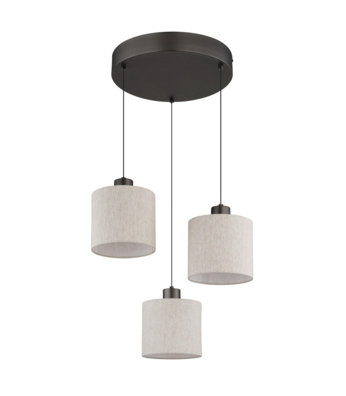 Thea Cluster Pendant Ceiling Light Matt Gunmetal Linen Cream Shade LED 3000K-3