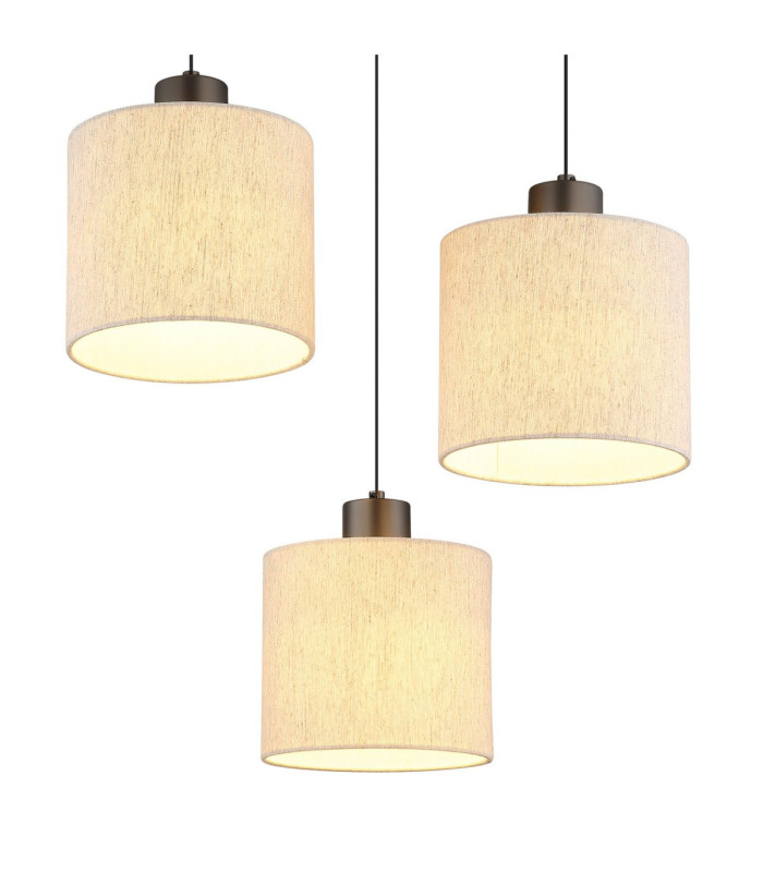 Thea Cluster Pendant Ceiling Light Matt Gunmetal Linen Cream Shade LED 3000K-4