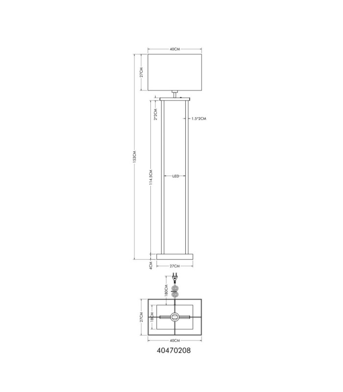 Sydney Floor Lamp with Shade Matt Black E27-13