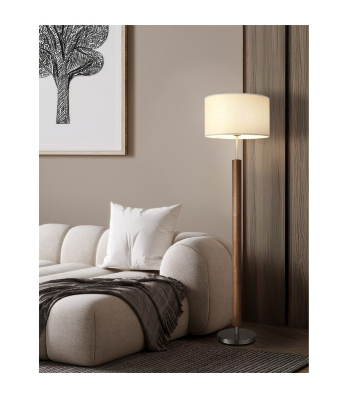 Mila Floor Lamp with Shade Matt Nickel E27-2