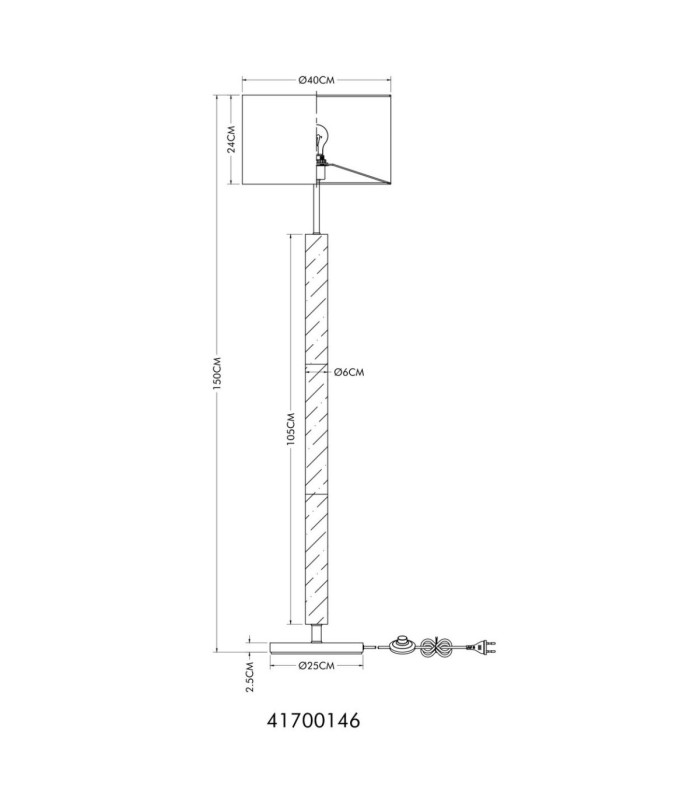 Mila Floor Lamp with Shade Matt Nickel E27-8