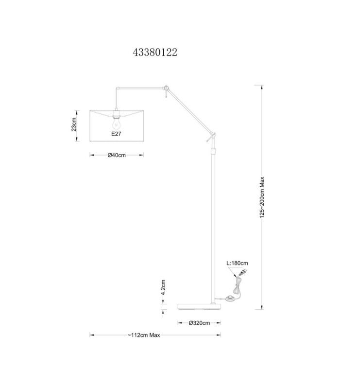 Rom Arc Floor Lamp Sand E27-9