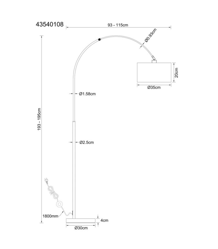 Thea Arc Floor Lamp Matt Gunmetal E27-7