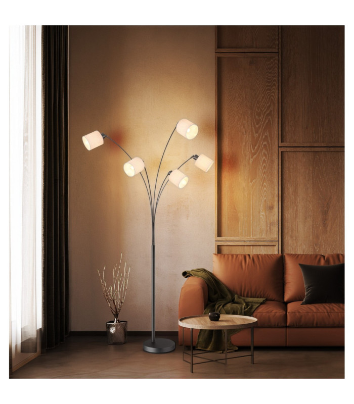 Thea Multi Arm Floor Lamp Matt Gunmetal 5x E27 LED-2