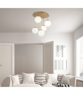 Harmon Globe Ceiling Light Matt Champagne 5x E14 LED-2