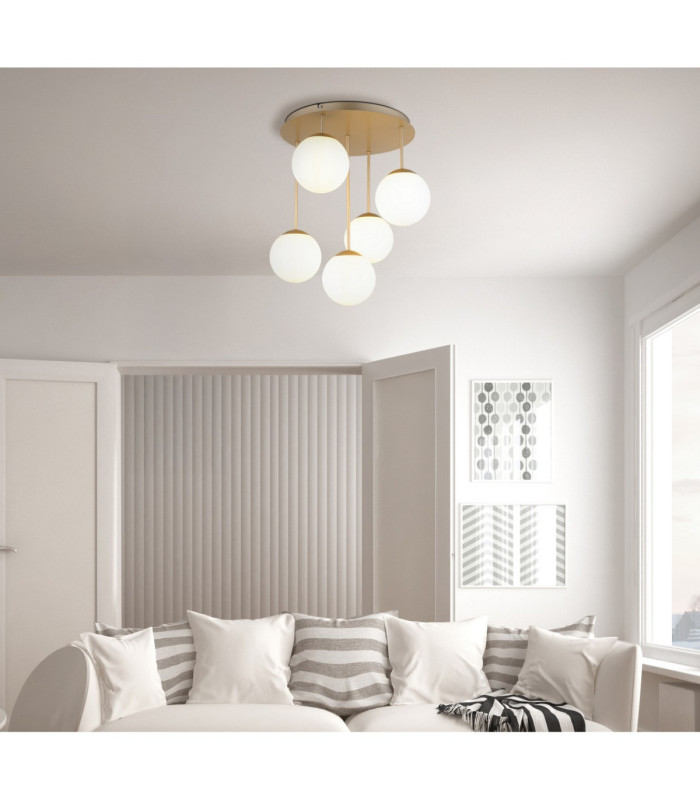 Harmon Globe Ceiling Light Matt Champagne 5x E14 LED-2