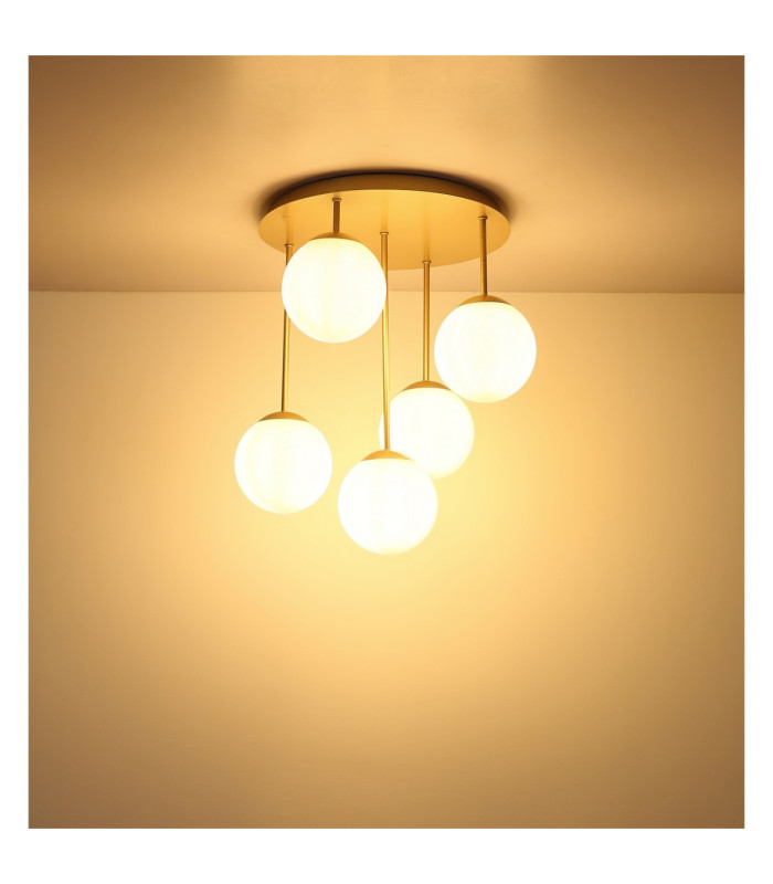 Harmon Globe Ceiling Light Matt Champagne 5x E14 LED-4
