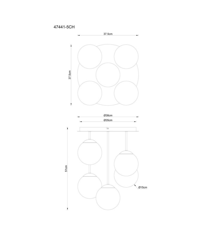 Harmon Globe Ceiling Light Matt Champagne 5x E14 LED-5