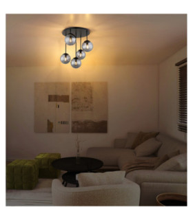 Harmon Globe Ceiling Light Matt Black 5x E14 LED-2