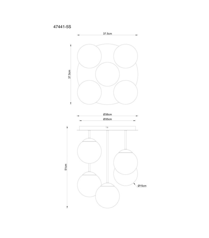 Harmon Globe Ceiling Light Matt Black 5x E14 LED-5
