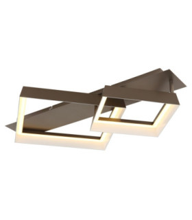 Syrakus Twin Square Semi Flush Ceiling Light Matt Coffee LED 3000K-1