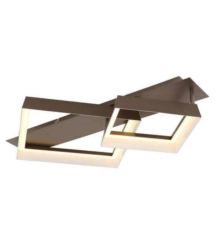 Syrakus Twin Square Semi Flush Ceiling Light Matt Coffee LED 3000K-1