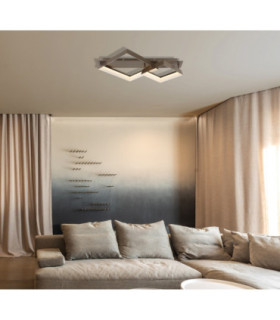 Syrakus Twin Square Semi Flush Ceiling Light Matt Coffee LED 3000K-2